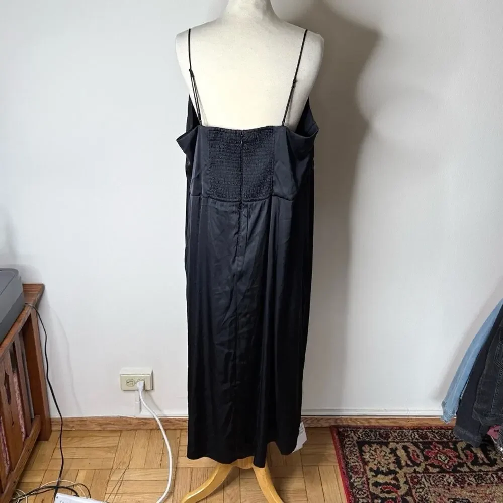 Abercrombie Black Satin Camille Maxi Dress